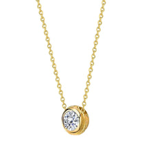 Round Cut Solitaire Natural Diamond Pendant Necklace 2 Carat Yellow Gold 14K