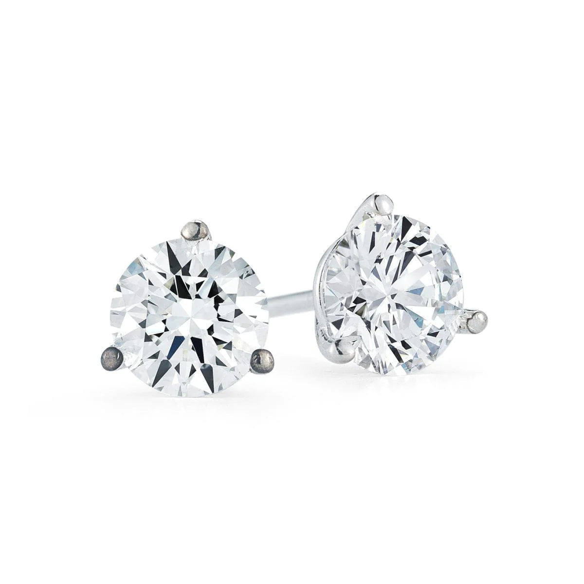 Round Cut Solitaire Real Diamond Stud Earring White Gold 14K 1.10 Carats
