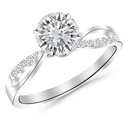 Round Cut Solitaire With Accent 2.50 Ct Real Diamonds Wedding Ring