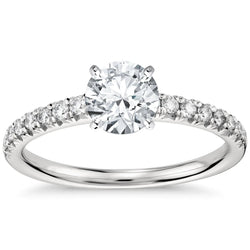 Round Cut Solitaire With Accent 3.90 Ct Real Diamonds Ring White Gold 14K