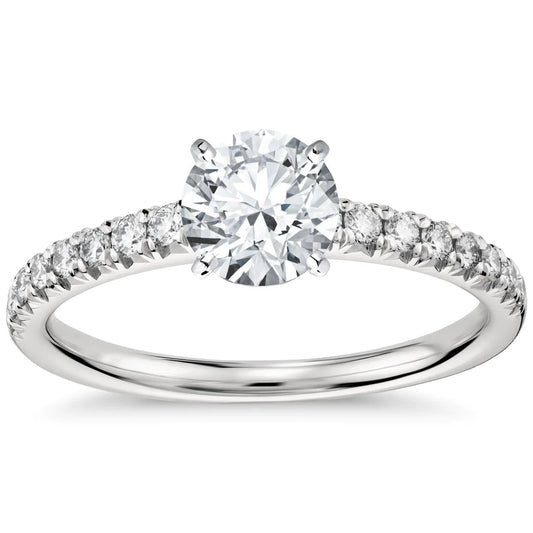 Round Cut Solitaire With Accent 3.90 Ct Real Diamonds Ring White Gold 14K