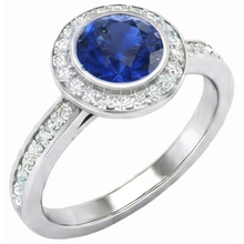 Round Cut Solitaire With Accents 2.40 Ct Ceylon Sapphire Natural Earth Mined DIAMOND ( NOT LAB GROWN )s Ring