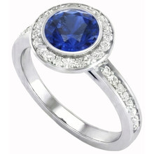 Round Cut Solitaire With Accents 2.40 Ct Ceylon Sapphire Natural Earth Mined DIAMOND ( NOT LAB GROWN )s Ring