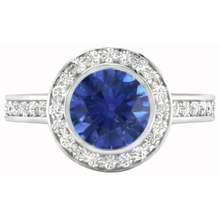 Round Cut Solitaire With Accents 2.40 Ct Ceylon Sapphire Natural Earth Mined DIAMOND ( NOT LAB GROWN )s Ring