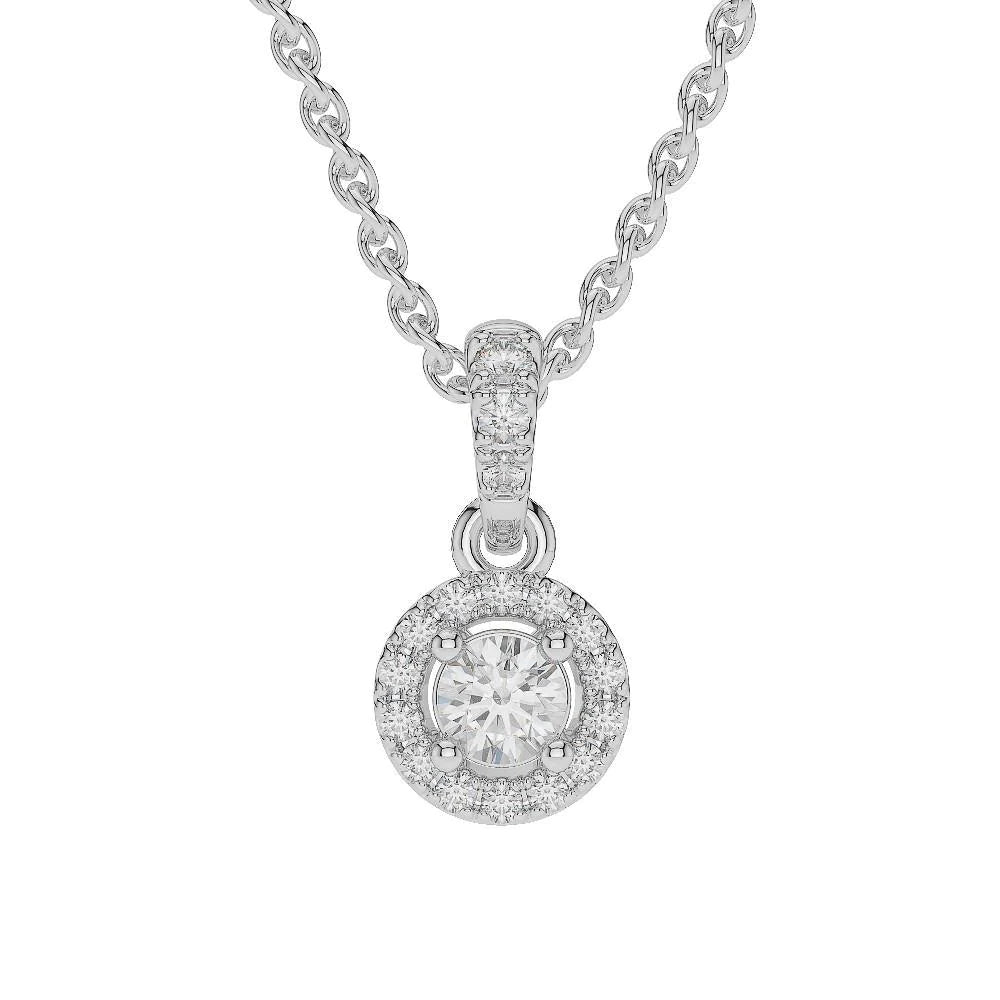 Round Cut Sparkling 1.6 Ct Real Diamonds Pendant Necklace White Gold