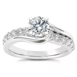 Round Cut Sparkling 3 Carats Real Natural Earth Mined Diamond Engagement Ring White Gold 14K