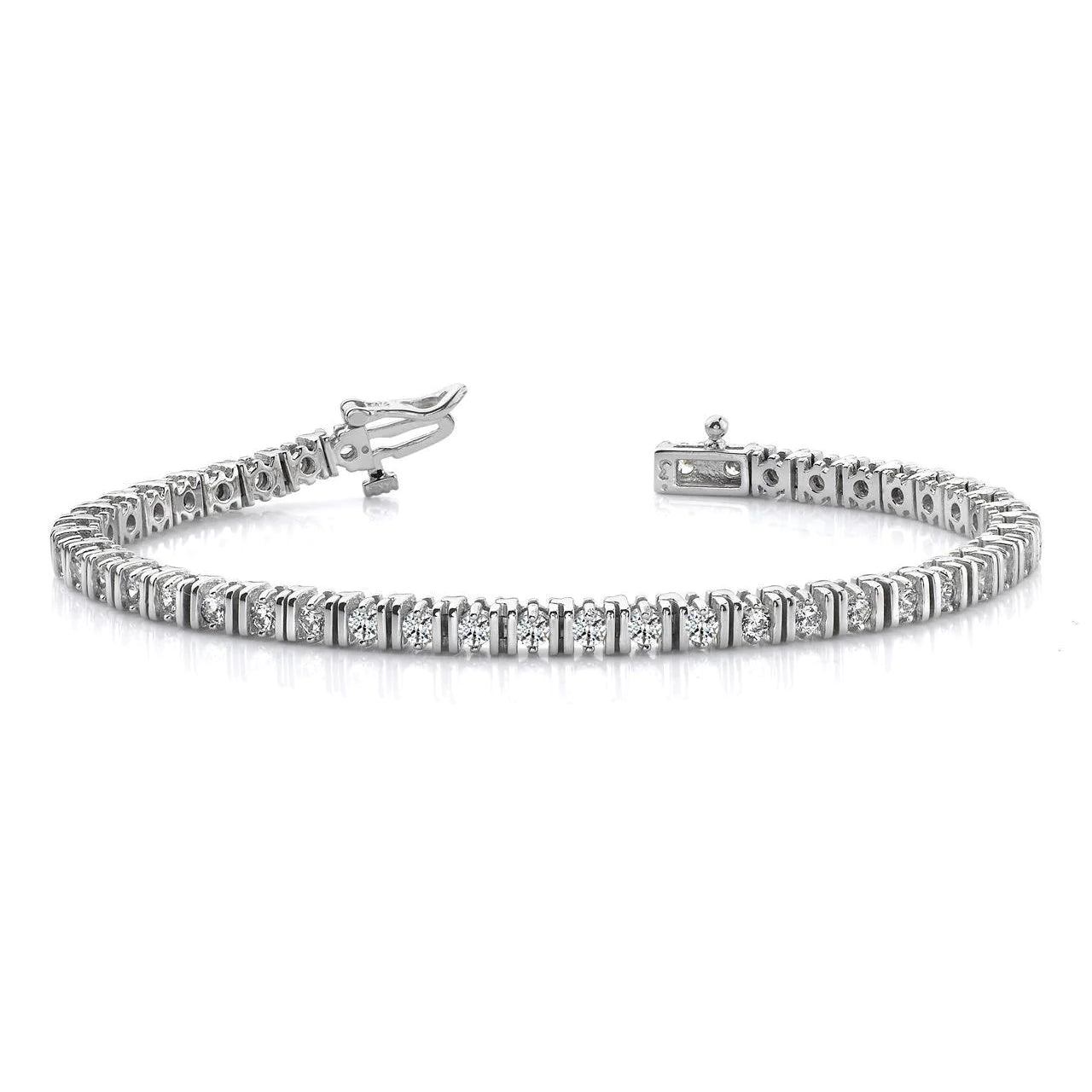 Round Cut Sparkling 4 Carats Real Diamonds Tennis Bracelet White Gold 14K