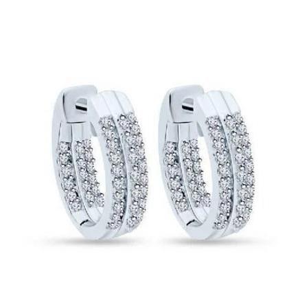 Round Cut Sparkling Genuine 4.50 Ct Diamonds Women Hoop Earrings Gold White