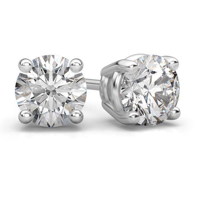 Round Cut Sparkling Natural 3.80 Ct Diamonds Stud Earring White Gold 14K