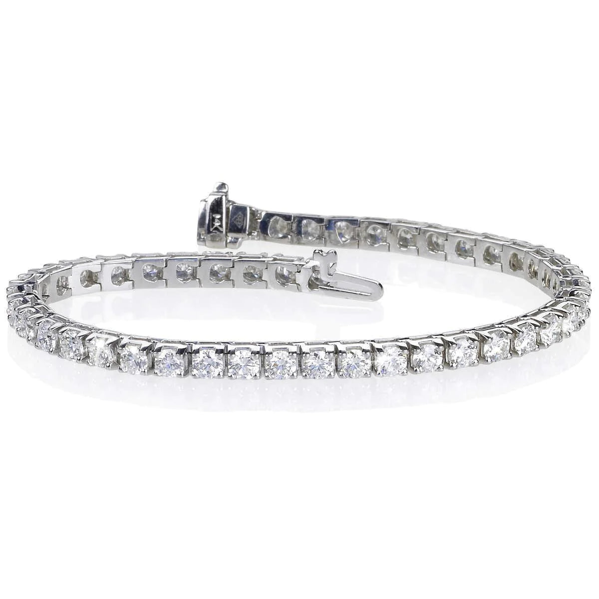 Round Cut Sparkling Natural Diamonds Bracelet WG 14K 7.65 Carats