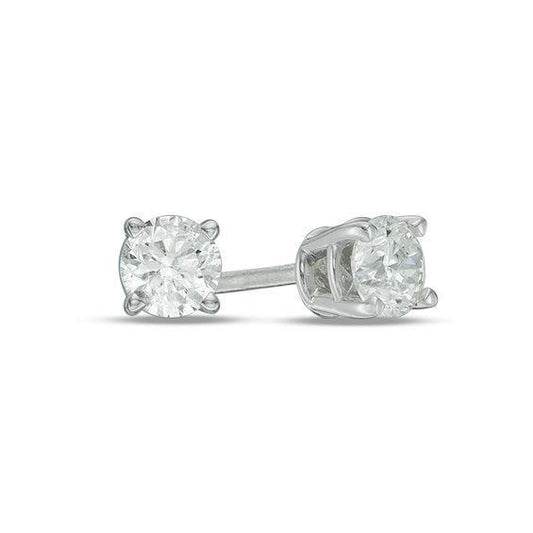 Round Cut Sparkling Real 2.00 Carats Diamonds Studs Earrings Wg 14K