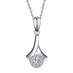Round Cut Sparkling Real Diamond Pendant Necklace 3.50 Carat White Gold 14K