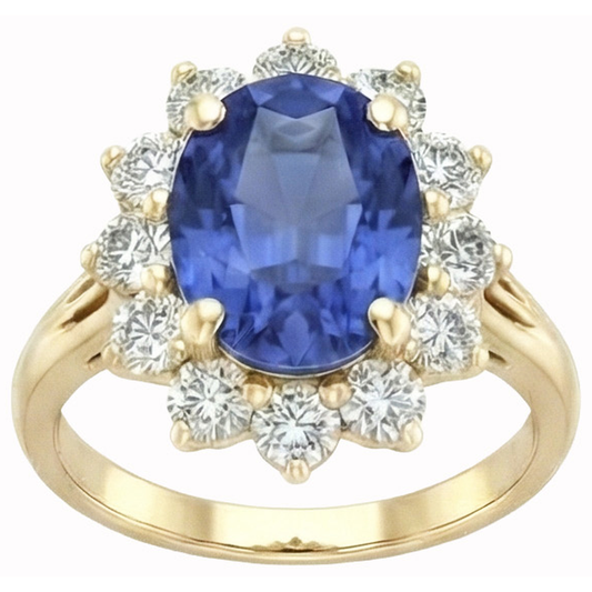 Round Cut Sri Lanka Blue Sapphire Natural Earth Mined DIAMOND ( NOT LAB GROWN )s 3 Ct Ring