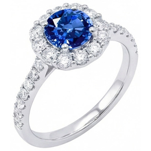 Round Cut Sri Lanka Sapphire Natural Earth Mined DIAMOND ( NOT LAB GROWN ) Ring Gold 14K 1.50 Carats