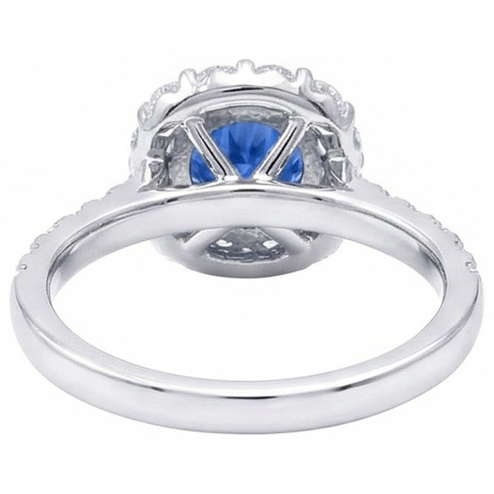 Round Cut Sri Lanka Sapphire Natural Earth Mined DIAMOND ( NOT LAB GROWN ) Ring Gold 14K 1.50 Carats