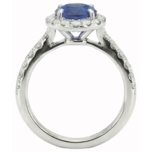 Round Cut Sri Lankan Sapphire Halo Natural Earth Mined Diamond Ring White Gold 14K