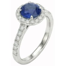 Round Cut Sri Lankan Sapphire Halo Natural Earth Mined Diamond Ring White Gold 14K
