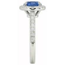 Round Cut Sri Lankan Sapphire Halo Natural Earth Mined Diamond Ring White Gold 14K