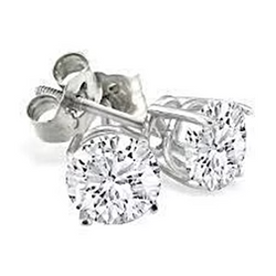 Round Cut Stud Real Diamond Earring 1.90 Carats White Gold Fine Jewelry