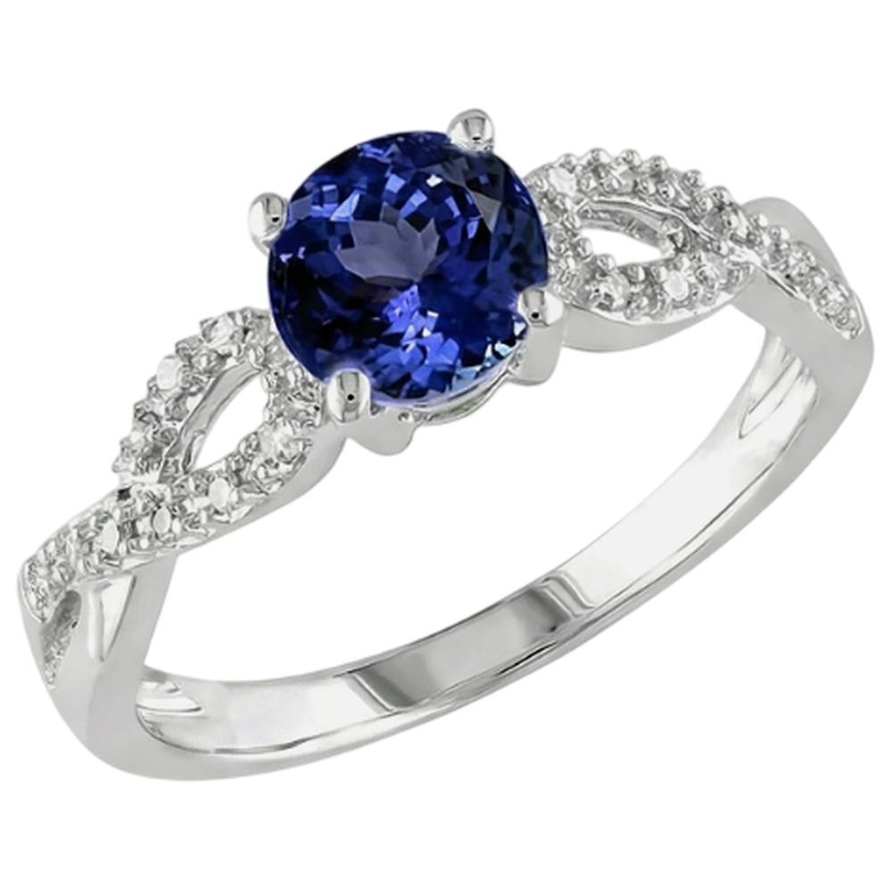 Round Cut Tanzanite 3.50 Carats Natural Earth Mined DIAMOND ( NOT LAB GROWN )s Fancy Ring White Gold 14K
