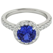 Round Cut Tanzanite And Natural Earth Mined Diamonds 11 Ct Ring White Gold 14K