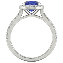 Round Cut Tanzanite And Natural Earth Mined Diamonds 11 Ct Ring White Gold 14K