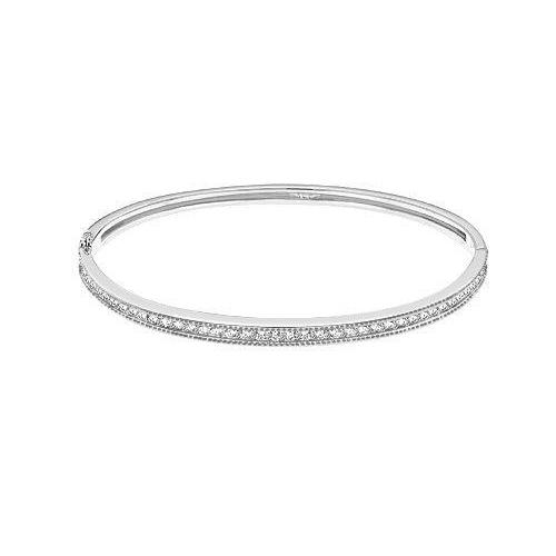 Round Diamond Bangle Solid White Gold Natural 14K 3.50 Carats