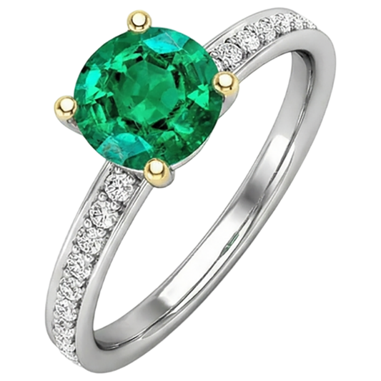 Earth-Mined Emerald Gemstone Ring – front view