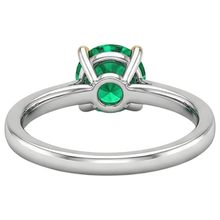 Round Cut Emerald ring in 14 Karat Two Tone Gold – back view
