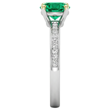 Earth-Mined Emerald Gemstone Ring 2 ct 14 Karat Two Tone Gold – top view