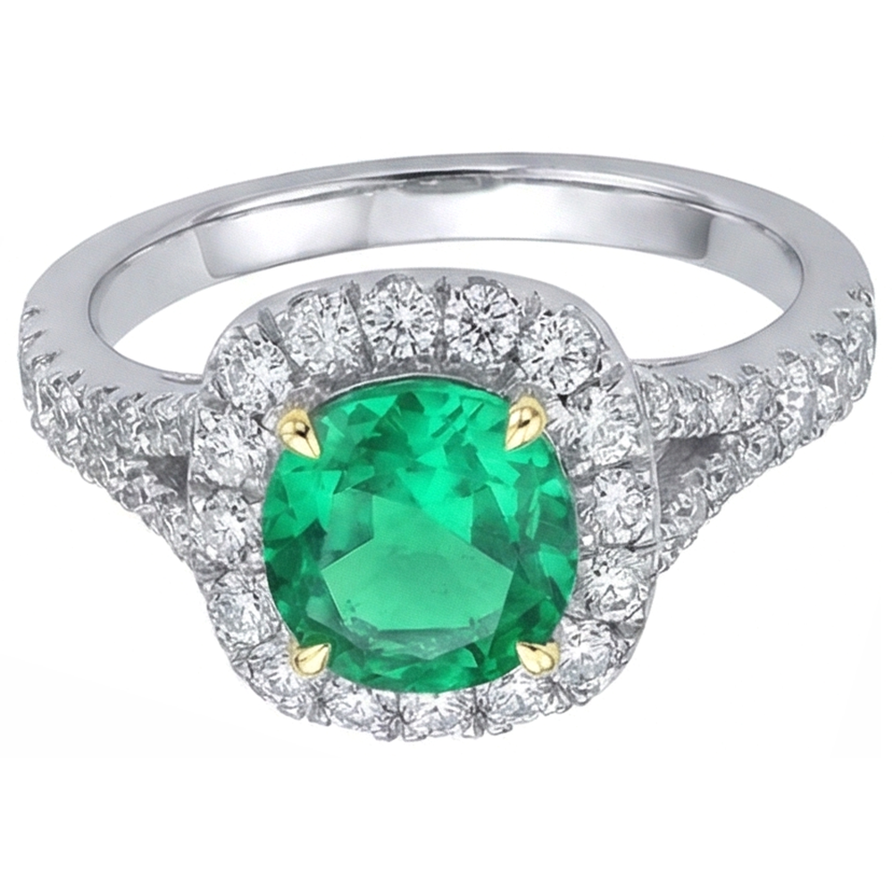 Earth-Mined Emerald Gemstone Ring – front view