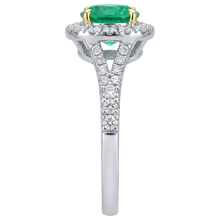Gemstone Ring 14 Karat Two Tone Gold with Emerald – profile view
