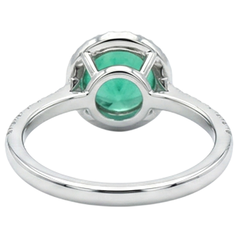 Fine Emerald Gemstone Ring 3-ct 14 Karat Two Tone Gold – back view