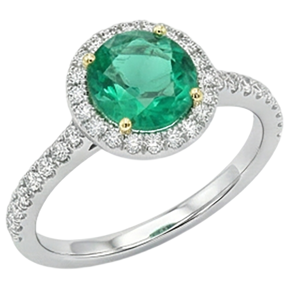 Fine Emerald Gemstone Ring 3-ct 14 Karat Two Tone Gold – side view