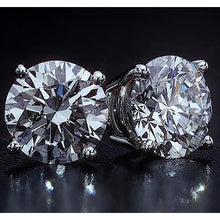 Round Diamond Natural Basket Stud Earring 2.50 Carats White Gold 14K Jewelry