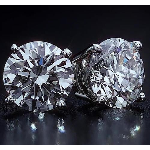 Round Diamond Natural Basket Stud Earring 2.50 Carats White Gold 14K Jewelry