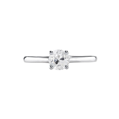 Round Diamond Old Cut Ring Genuine 0.75 Carats Solitaire Small Table Gold 14K