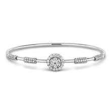 Round Diamond Real Ladies Bangle 2 Carats 14K White Gold