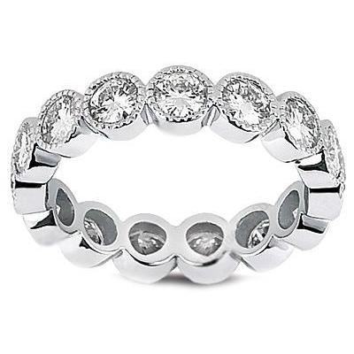 Round Diamond Wedding Eternity Genuine Band 4 Carats 14K White Gold