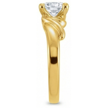 Fine Diamond Antique Cushion Single Stone Ring in 14 Karat Yellow Gold – side view