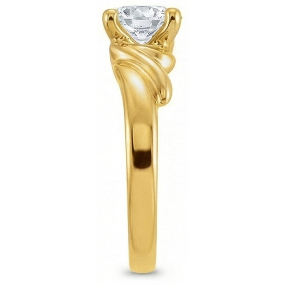 Fine Diamond Antique Cushion Single Stone Ring in 14 Karat Yellow Gold – side view