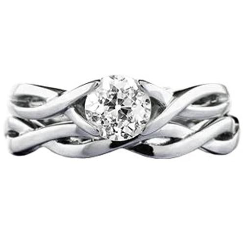 Round Engagement Ring Old Miner Genuine Diamond 1 Carat Infinity Shank