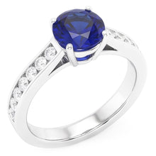Round Engagement Ring Sapphire 2 Carats Channel Set Natural Earth Mined Diamonds
