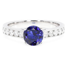 Round Engagement Ring Sapphire 2 Carats Channel Set Natural Earth Mined Diamonds