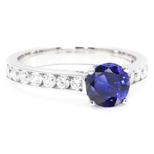 Round Engagement Ring Sapphire 2 Carats Channel Set Natural Earth Mined Diamonds