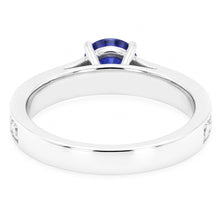 Round Engagement Ring Sapphire 2 Carats Channel Set Natural Earth Mined Diamonds