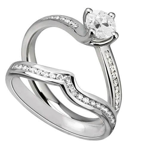 Round Engagement Ring Set Old Miner Real Diamond Channel Set 3 Carats