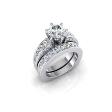 Round Euro Shank Real Diamond Engagement Ring With Accents WG 14K3