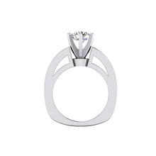 Round Euro Shank Real Diamond Engagement Ring With Accents WG 14K6