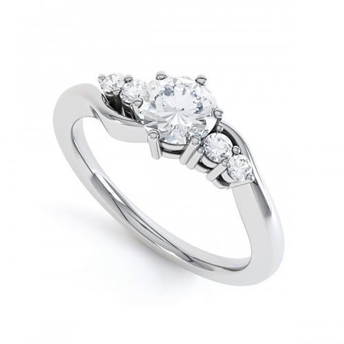 Round Five Stone Natural Diamonds Engagement Ring 1.85 Carats White Gold 14K
